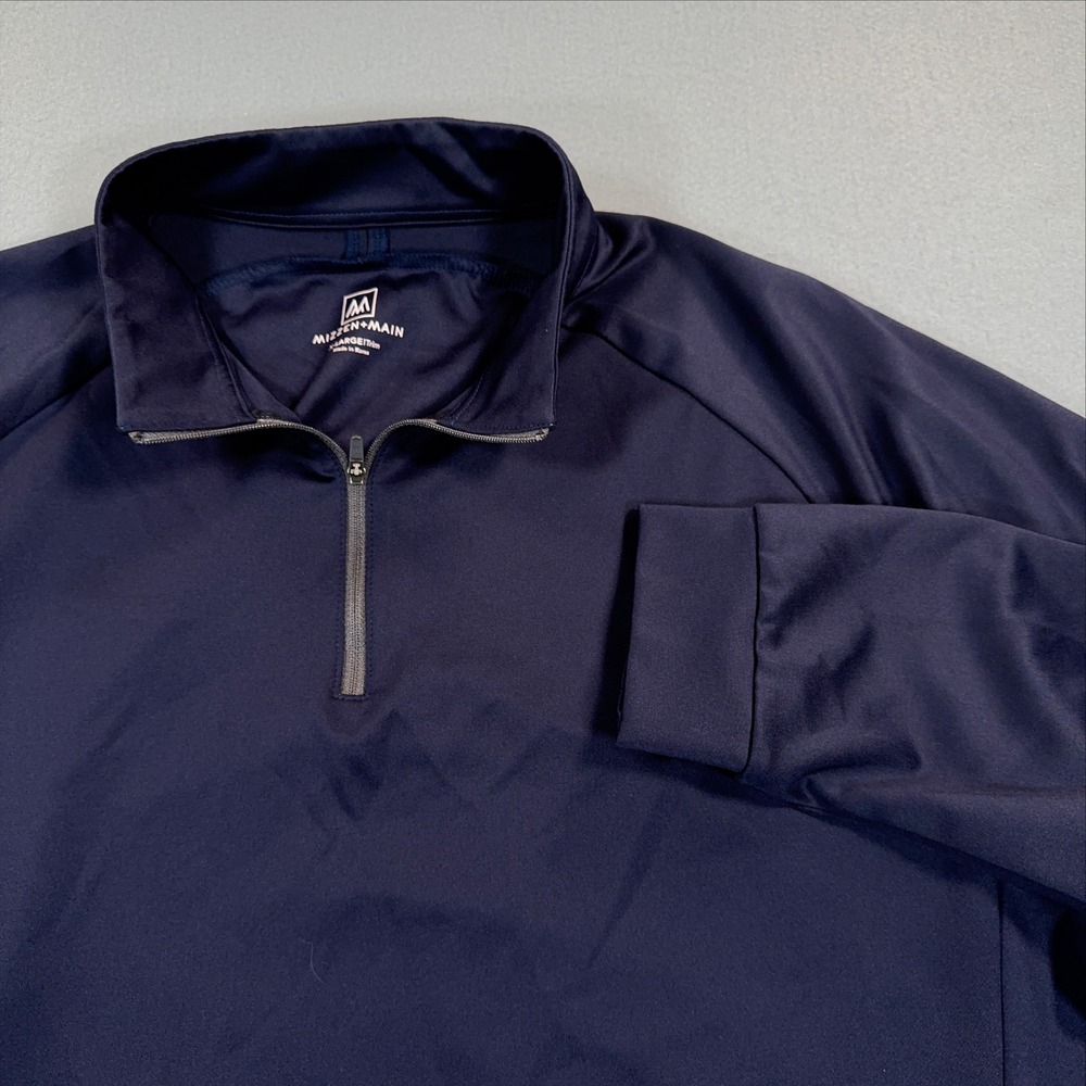 Mizzen+Main Mens XL Trim Fit Navy Blue Quarter Zip Performance Pullover RN157281